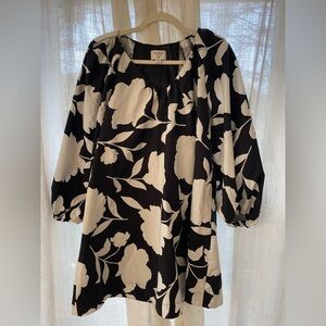 Kate Spade Classic Rose Poplin Long Sleeve Mini Dress XS